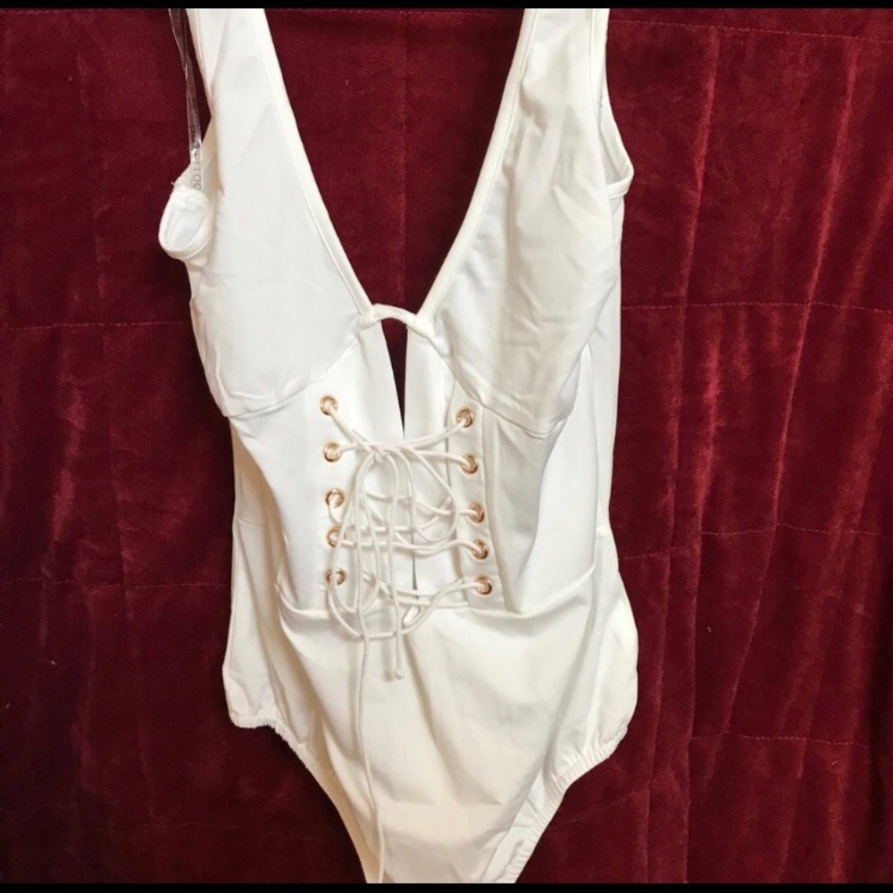 White lace-up bodysuit!